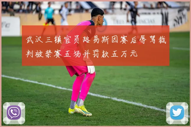 武汉三镇官员路易斯因赛后辱骂裁判被禁赛五场并罚款五万元